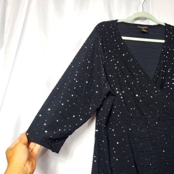 Susan Lawrence size 2X black sparkly top - Picture 5 of 8